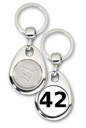 Schlüsselanhänger - Metall - 42 - Die Antwort - Einkaufswagen-Chip